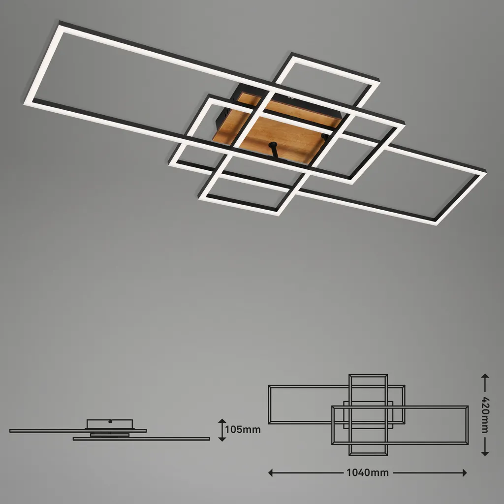 Éclairage Salon Moderne Plafonnier LED avec Variateur et CCT Noir