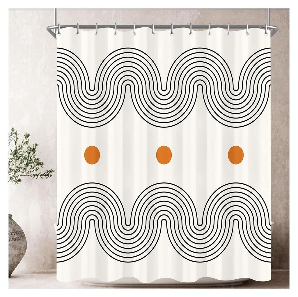 Duschvorhang 180x200 cm mit romantischem Muster, beschwertem Saum, antischimmel, wasserabweisend, waschbar aus Polyester, inklusive 12 Ösen und Du...
