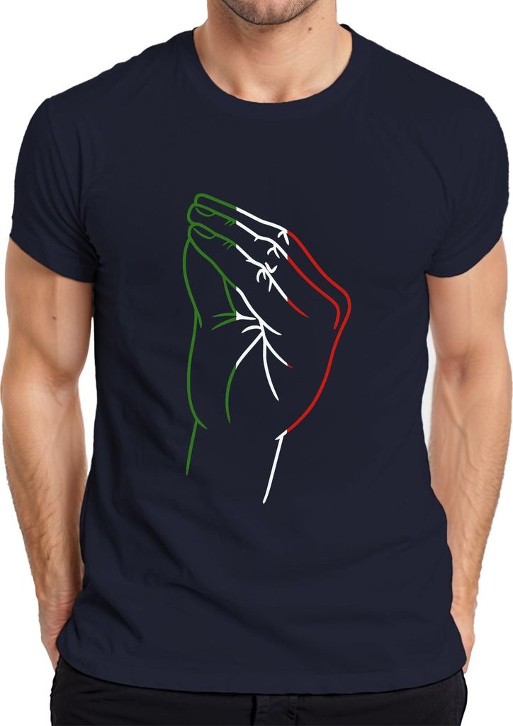 Italien Betende Hände Flagge Gebet Glauben Christlich Katholisch Herren T-Shirt, Navy, S