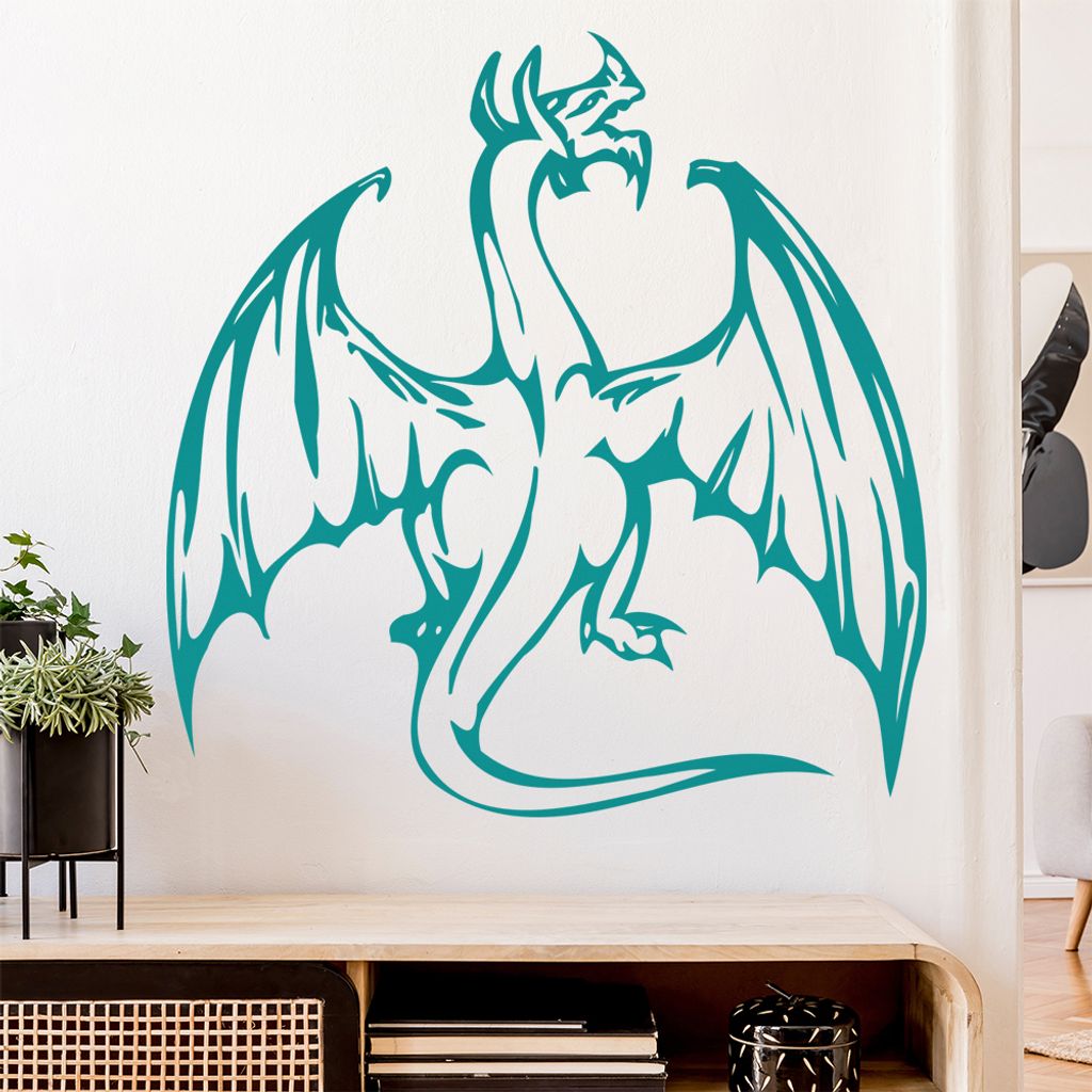 Mystischer Drachen Wandtattoo in 6 Größen - Wandaufkleber Wall Sticker - Dekoration, Küche, Wohnzimmer, Schlafzimmer, Badezimmer