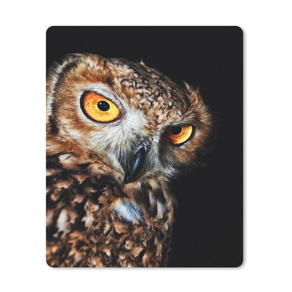 MuchoWow Mauspad Mousepad Eule - Schwarz - Gelb 30x40 cm - Mousepads - Maus Mat - Pad - Mausunterlage - Mausmatten
