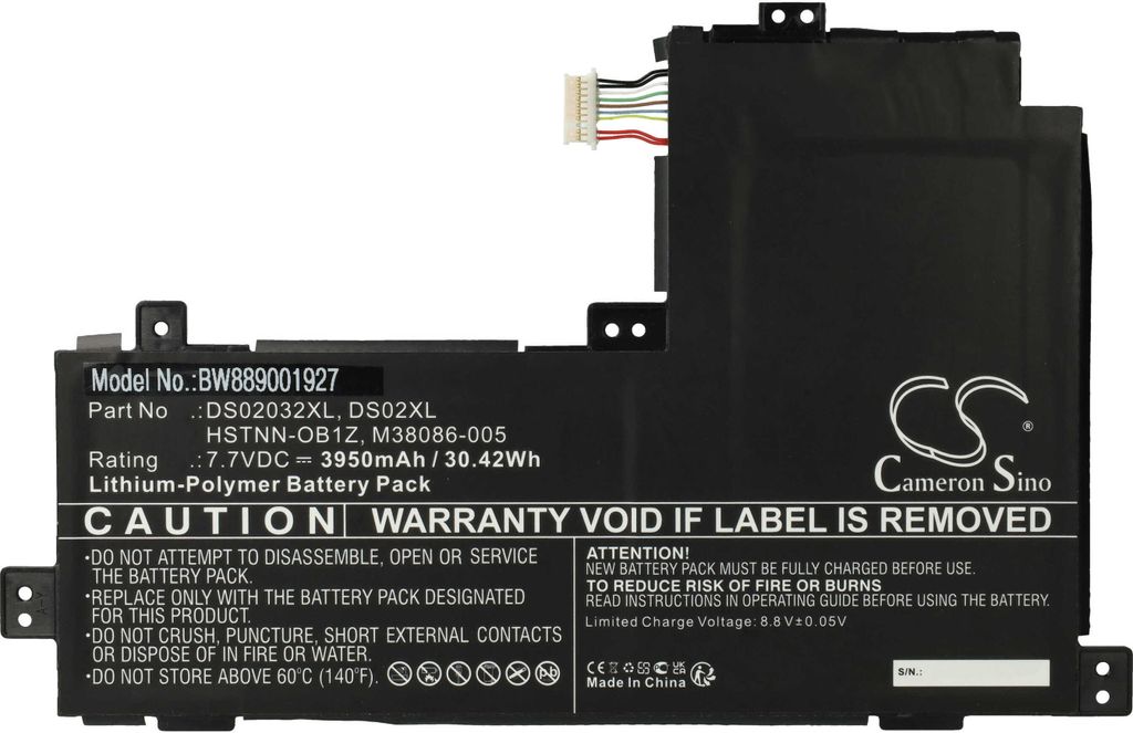 vhbw Akku kompatibel mit HP Chromebook X2 11-DA0015QU, 11-DA0018QU, 11-DA0097NR, 11-DA0023DX Notebook (3950 mAh, 7,7 V, Li-Polymer)