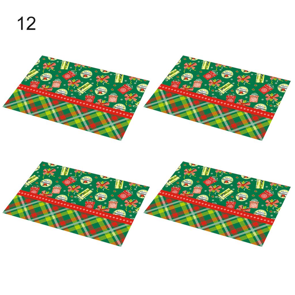 4PCS Weihnachts-Placemat wasserdichte dekorative PVC auf auffällige Weihnachtsfest-Speisematte für die Küche-12