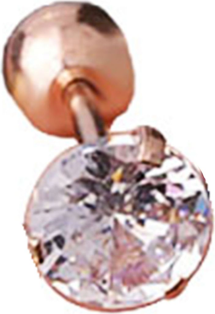 1 Stück Damen-Ohrring, Zirkonia, kleines Schmuckzubehör, glänzender, bunter Ohrstecker zum Einkaufen-Roségold + Weiß,2 mm