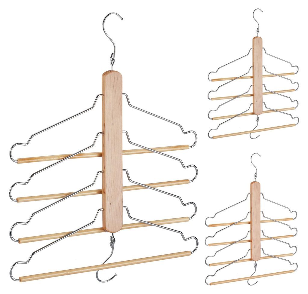 Relaxdays Kledinghangers, set van 3, ruimtebesparend, 4 Productafbeelding 