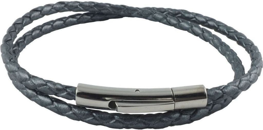 König Design Lederkette Lederband Leder-Armband 8 mm Herren Halskette 17 cm - 100 cm geflochten, Länge:100 Zentimeter, Farbe:Graphite Grau