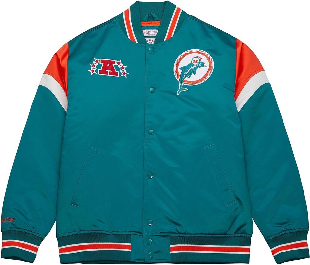 Mitchell & Ness NFL Heavyweight Satin Jacke Miami Dolphins teal XL
