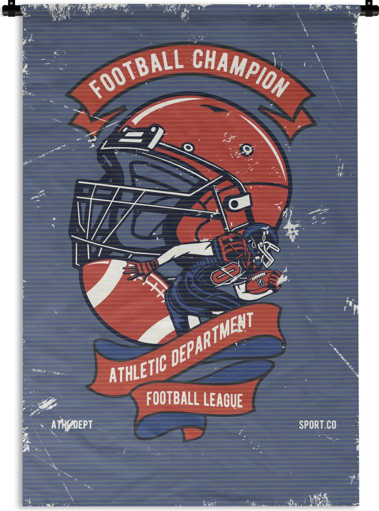 MuchoWow Wandteppich Wandbehang Rugby - Mensch - Retro - Zitat 60x90 cm Tapisserie Dekoration Wandtuch - Foto-Teppich - Abwaschbar