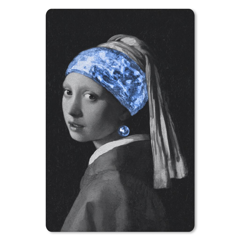 MuchoWow Mauspad Mousepad Mädchen mit einem Perlenohrring - Johannes Vermeer - Blau 40x60 cm - Mousepads - Maus Mat - Pad - Mausunterlage - Schr...