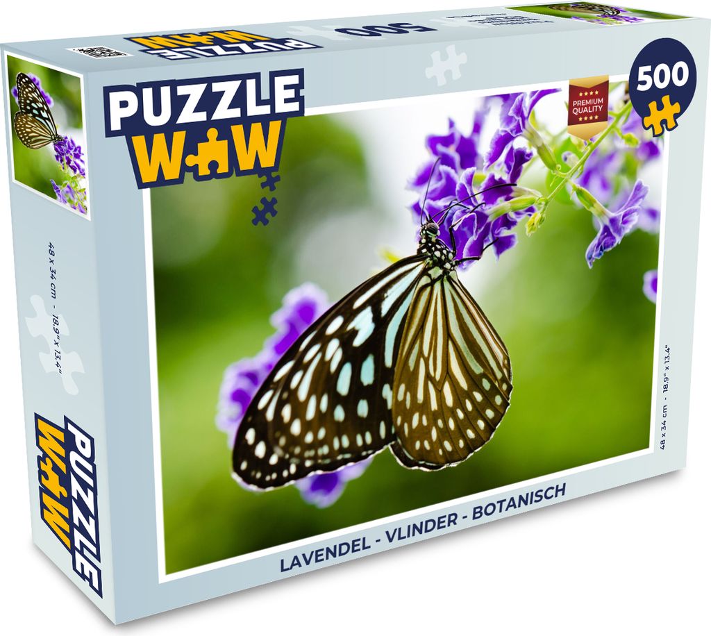 MuchoWow Puzzle 500 Teile Lavendel - Schmetterling - Botanisch - 500 Teile - Kinder - Selberbauen - Puzzlespiele