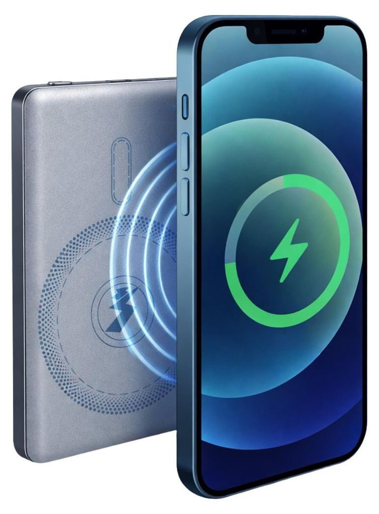 Grundig Kabellose Powerbank 5000mAh - Power Bank Mini 15W Geeignet für Magsafe Kabelloses Laden - Ladegerät mit USB-C-Anschluss zum Aufladen von ...
