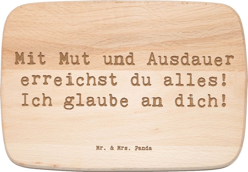 Mr. & Mrs. Panda Schneidebrett Holz Spruch Sportliche Wettkämpfe Mut und Ausdauer - Transparent - Geschenk, schneidbrett, Trost, Training, jausenb...