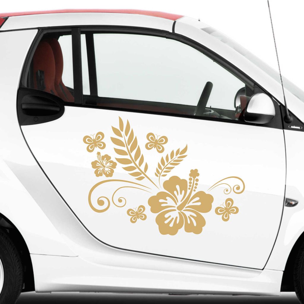 Aufkleber - Autoaufkleber-Set Rankelement LUNA, 2 Stk. je 60cm x 45cm gold - Tuning Carystyling Heckscheibe Auto