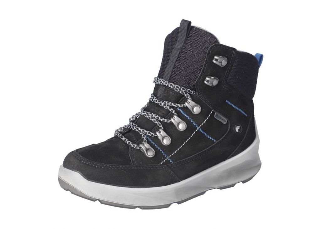 RICOSTA Boots BOSTON für kalte Tage echt Leder/Textil Schnürung Reißverschluss Warmfutter Jungen Schwarz Größe 40