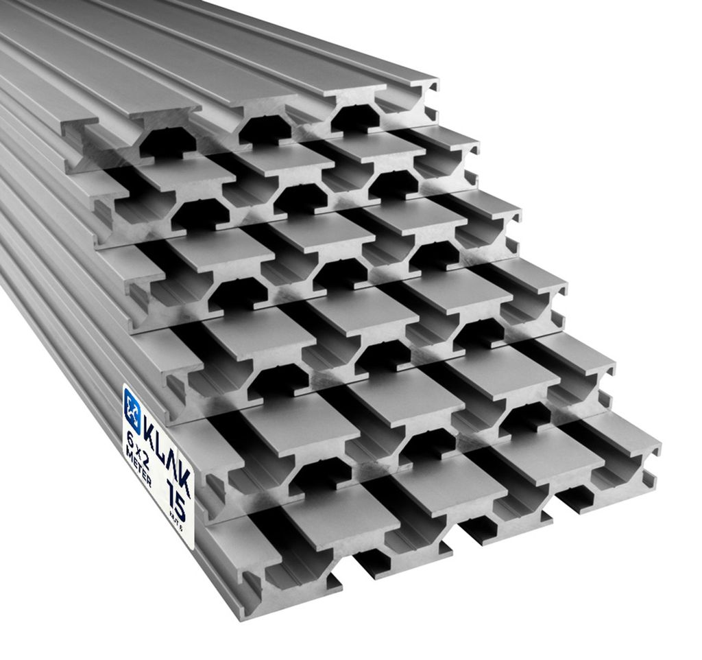 KLAK 15/120 - Aluprofil 6 Stück 15x120mm 2m System-, Montage-, Konstruktionsprofil Nut 8