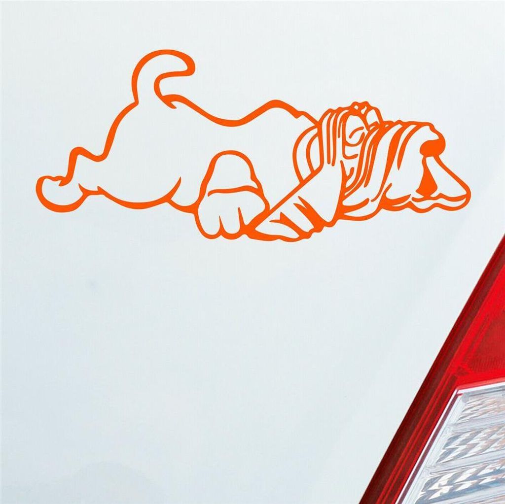 Auto Aufkleber Fauler Hund Hundefreund Tier Dog 14x6 cm Orange Sticker Heckscheibenaufkleber