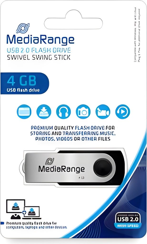 Unità flash MediaRange USB-Stick 4GB Silber swing Immagine del prodotto 