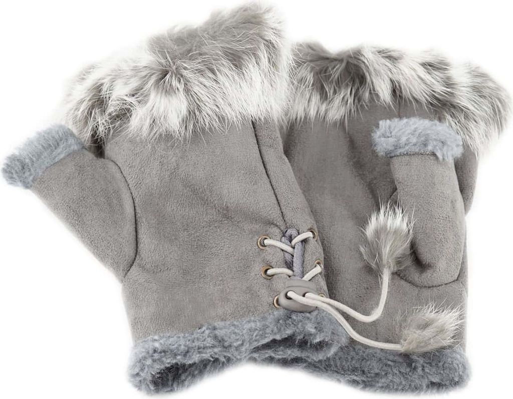 BEZLIT Wildleder Finger Handschuhe Grau