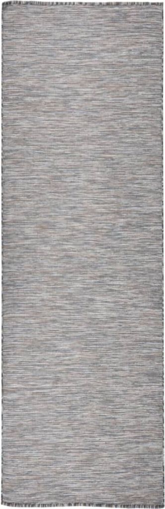 The Living Store Outdoor-Teppich Flachgewebe 80x250 cm Braun und Blau