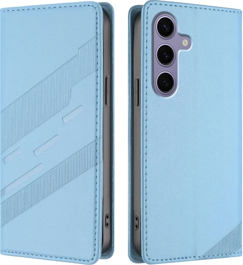 Custodia per Samsung Galaxy S24 FE - Cover portafoglio Phonesta Embossed Lines - Blu chiaro