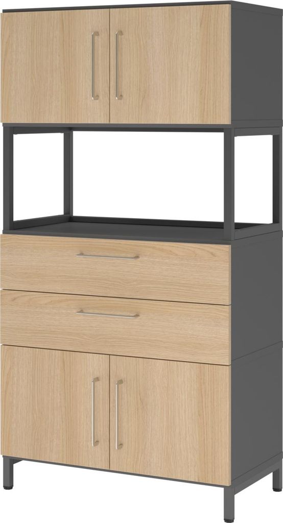Kombischrank FlexWall 4OH 1offen Sockel graphit/eiche 4032062308592