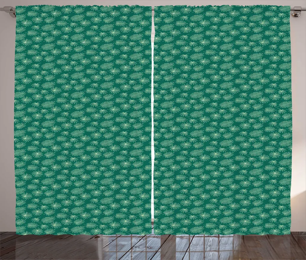 Rideaux Universels Salon à Motif Palmier Tropical 280x225 cm Vert