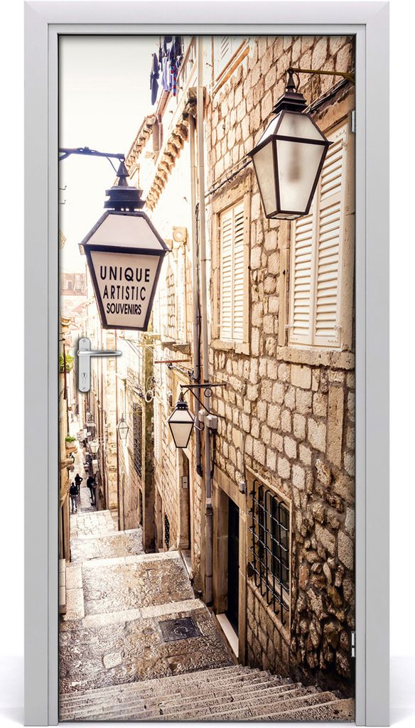 Tulup Türaufkleber 95x205 cm Dekorative Aufkleber Selbstklebend Wasserdichte Tapete Abnehmbar Schlafzimmer Wohnzimmer Wohnkultur - alte Stadt Straße