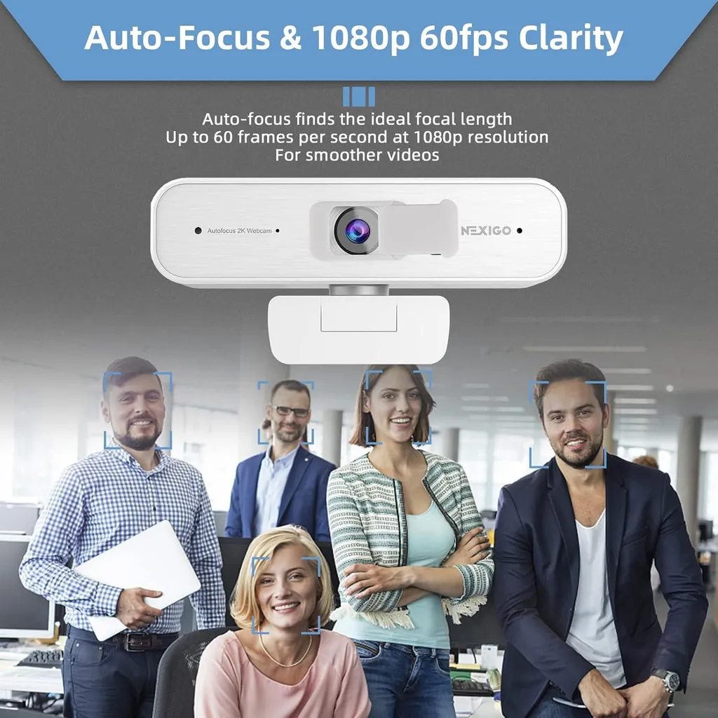 Webcam 2K autofocus N940P blanche avec micro haute définition via USB