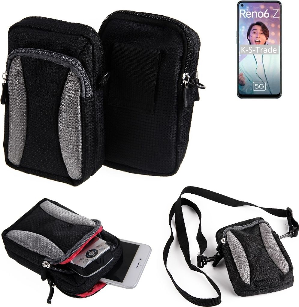 K-S-Trade Holster Schutz Hülle kompatibel mit Oppo Reno6 Z 5G Handy Hülle Gürteltasche Umhängetasche mit Zusatzfach schwarz