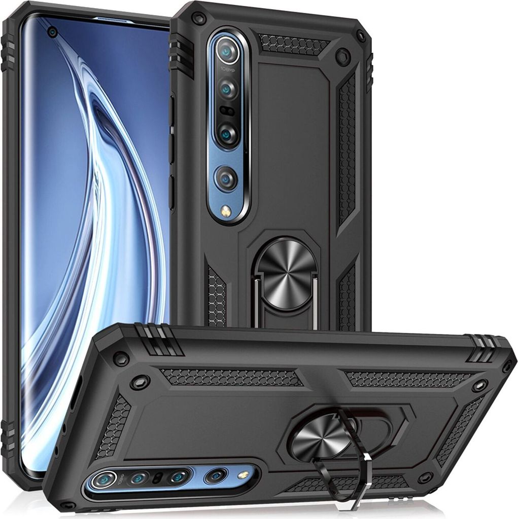 NALIA 360° Ring Handyhülle für Xiaomi Mi 10 / Mi 10 Pro, Handy Case Schutz Cover Etui Schwarz