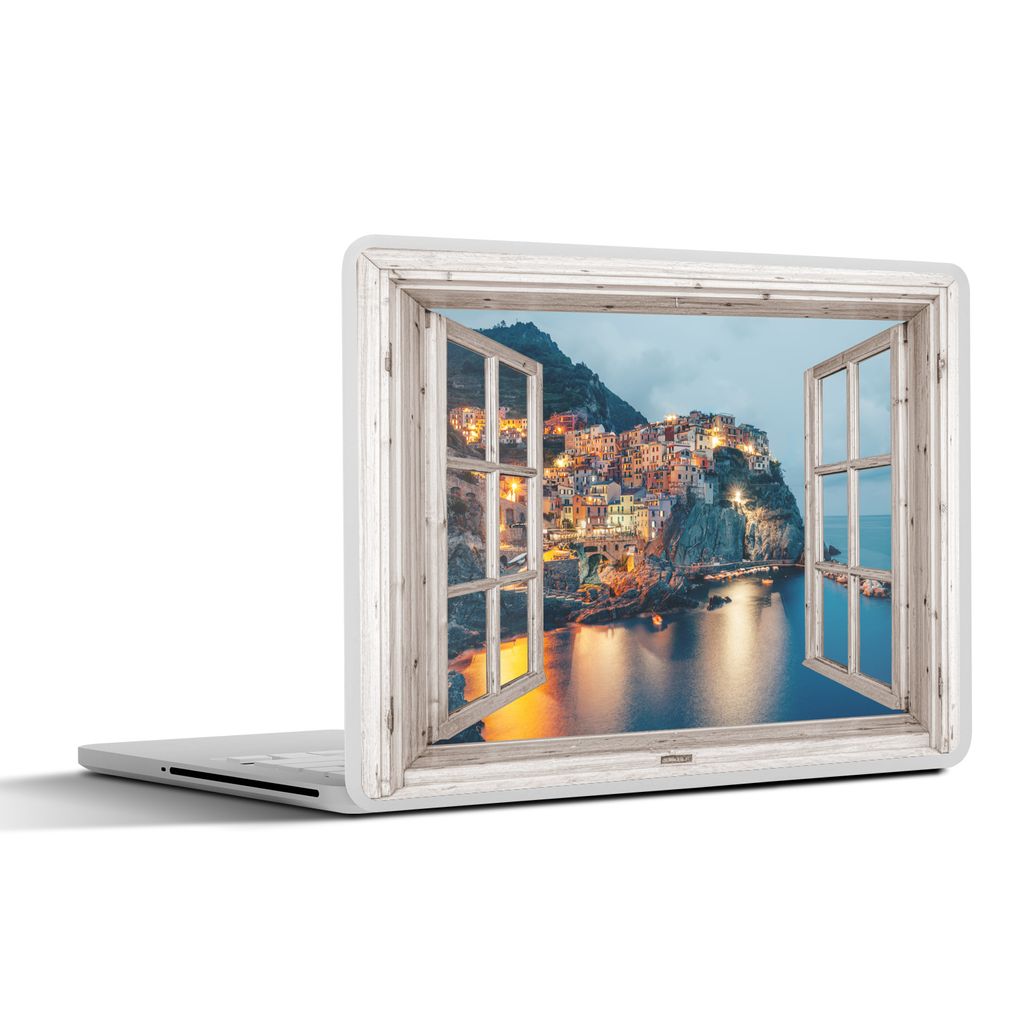 MuchoWow Laptop Aufkleber Sticker Cover Ausblick - Italien - Meer 31x22.5 cm - Laptop-Deko