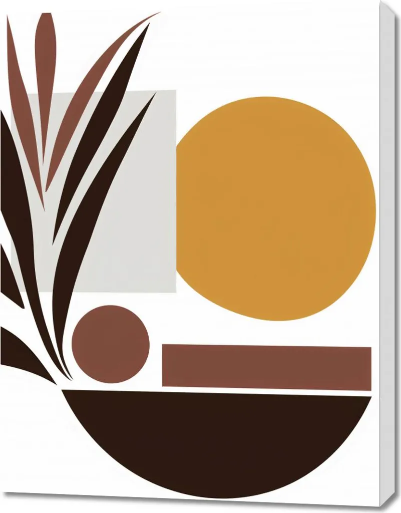 Cadre Mural Image 70 x 90 cm Stylisation Végétale pour Salon Moderne