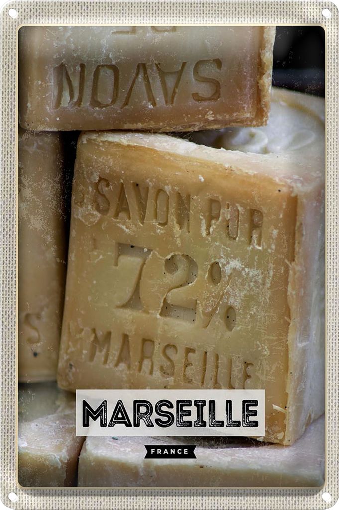 Blechschild Reise 18x12cm Marseille France Savon pur 72%