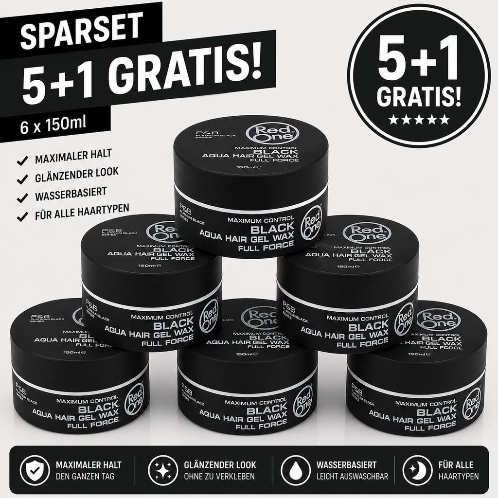 Red One Black Aqua Hair Gel Wax 6er Pack – 6 Stück je 150ml Produktbild 
