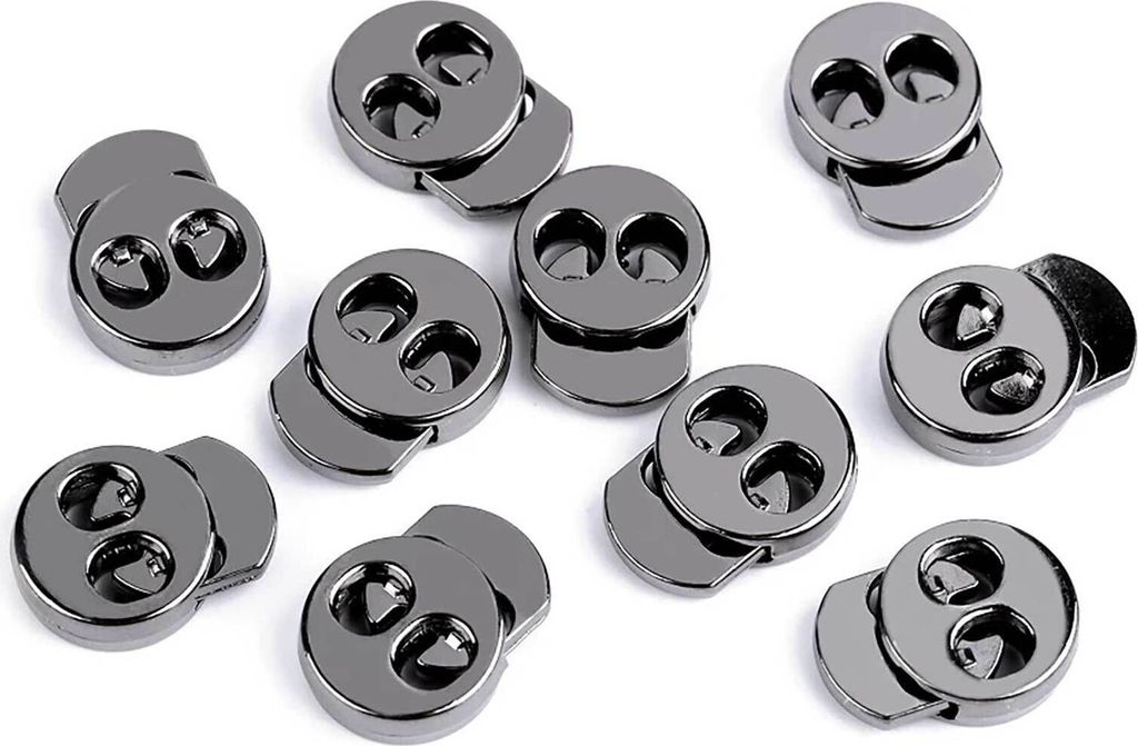 4 Stück Kordel-Stopper aus Metall Kordelklemmen für Bekleidung Taschen Variantenwahl, Farbe:Variante 2 | anthrazit, Größe:3.5 mm | 15 x 18 x 8 mm