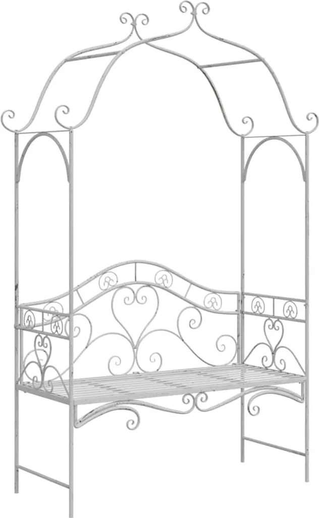 Banc de jardin avec coussins vidaXL Blanc 104x54x93cm en Acier Robuste
