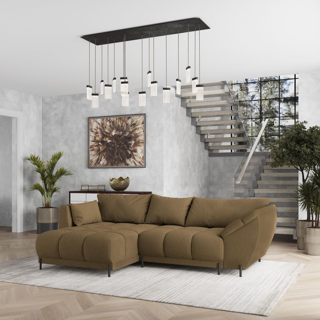 Masseno Ecksofa VESTANO L-S mit Schlaffunktion L-Form, Sofa mit Bettkasten, Wohnzimmersofa, Couch, Soffa, Bettsofa, Couchgarnitur- Orange, QUELLE 17