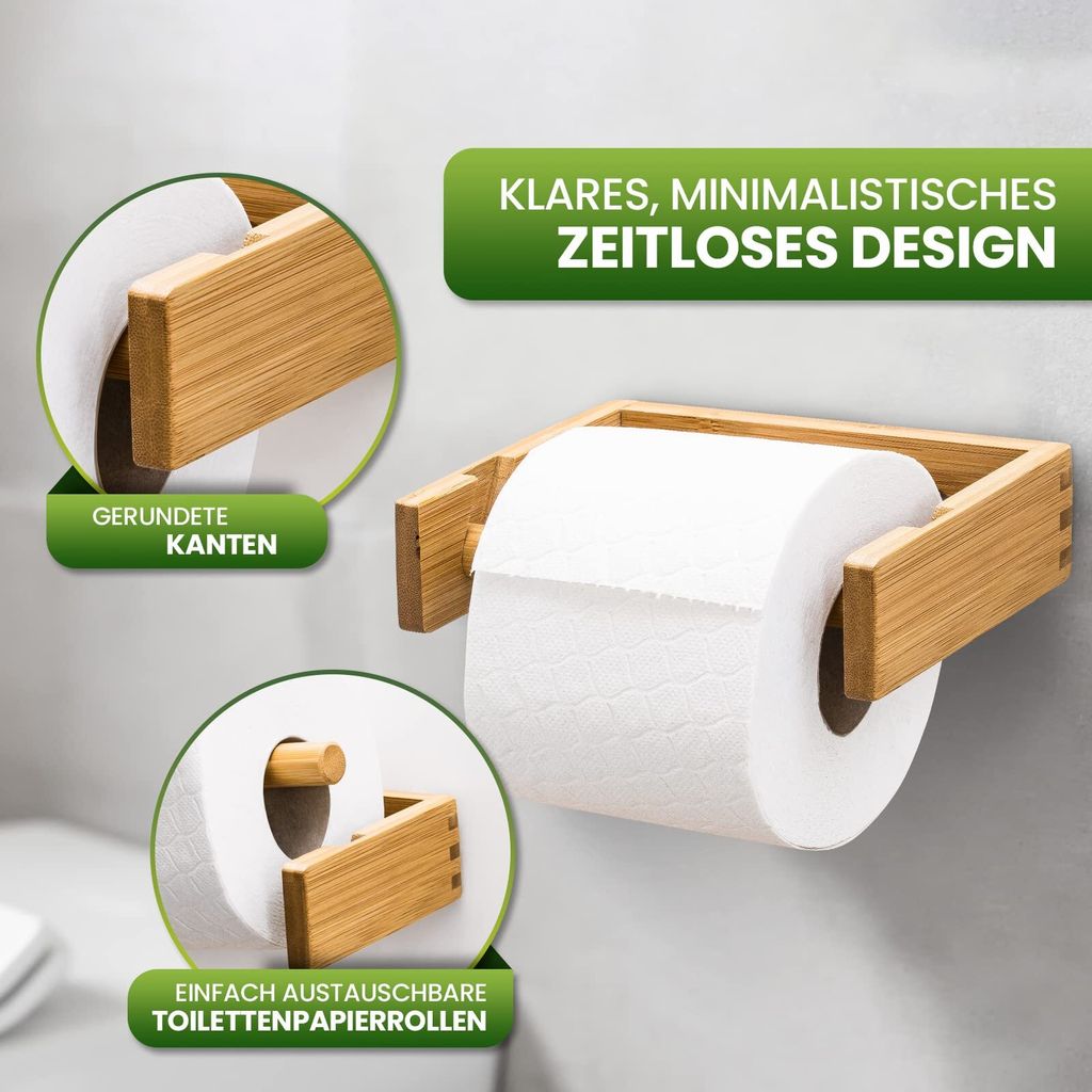 Toilettenpapierhalter Bambus Klopapierhalter Holz - Design