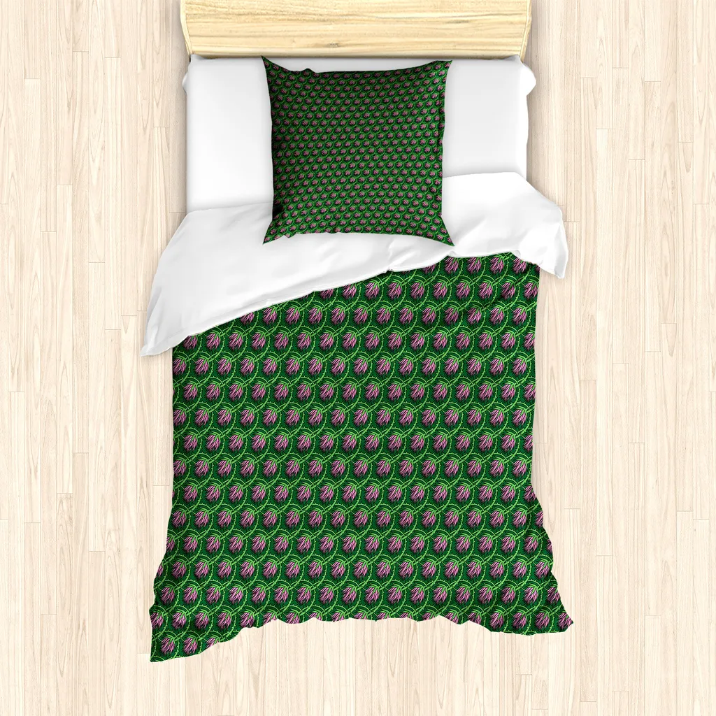 Set Letto Singolo Verde Lime ABAKUHAUS Antiacaro Kurvige Petals