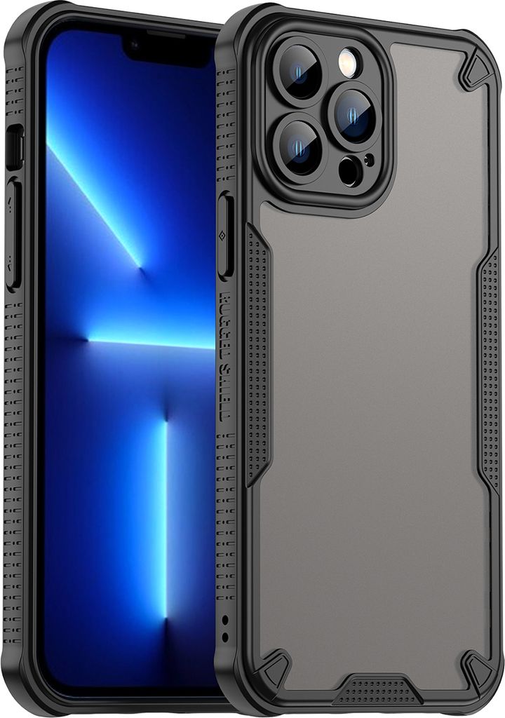 Schutzhülle für iPhone 13 Pro Max, transluzente matte Rückseite, TPU Bumper Case Schwarz