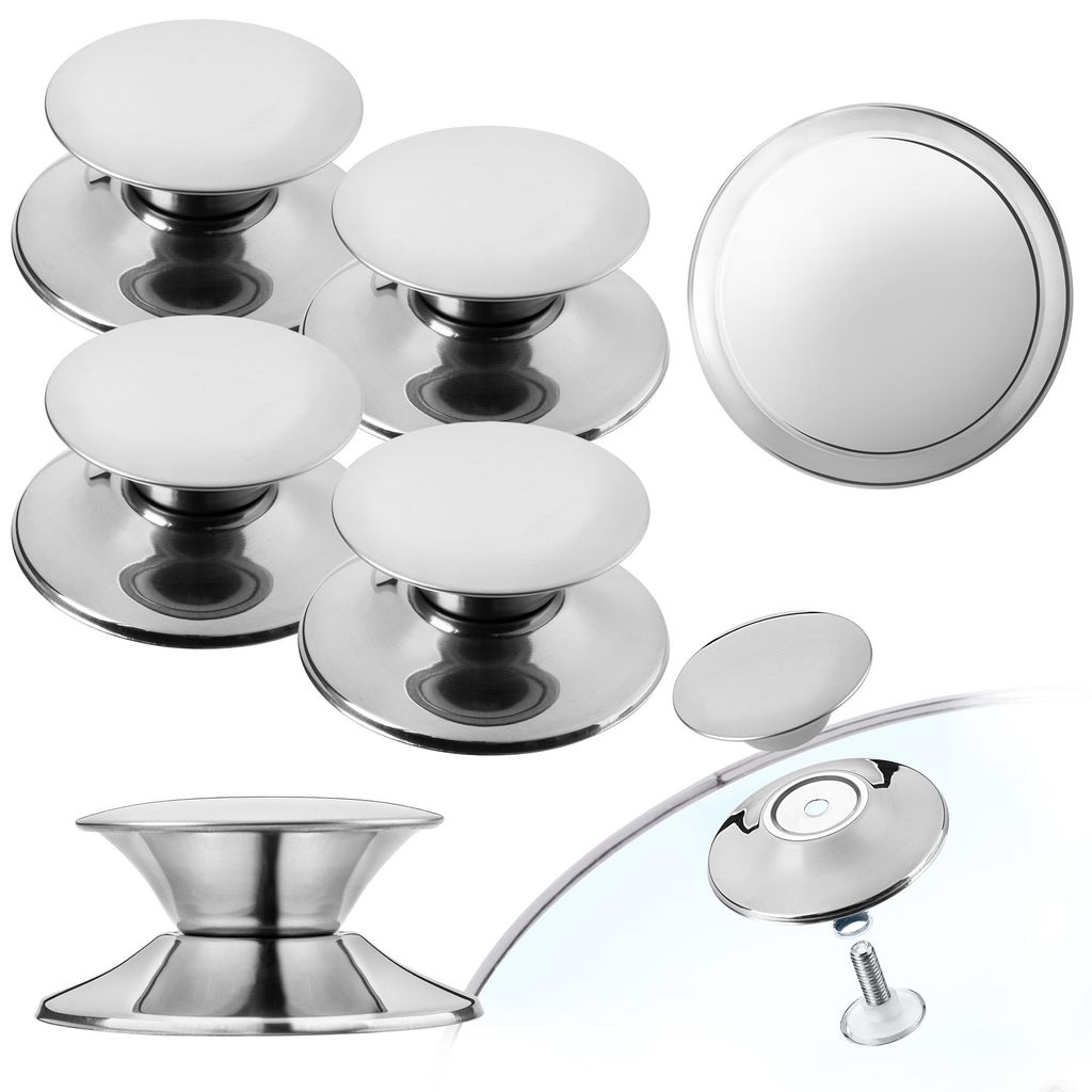 KADAX Topfdeckelgriff "Salerno", Haltegriff für Topfdeckel aus Kunststoff und Edelstahl, 4 Stück, Silber