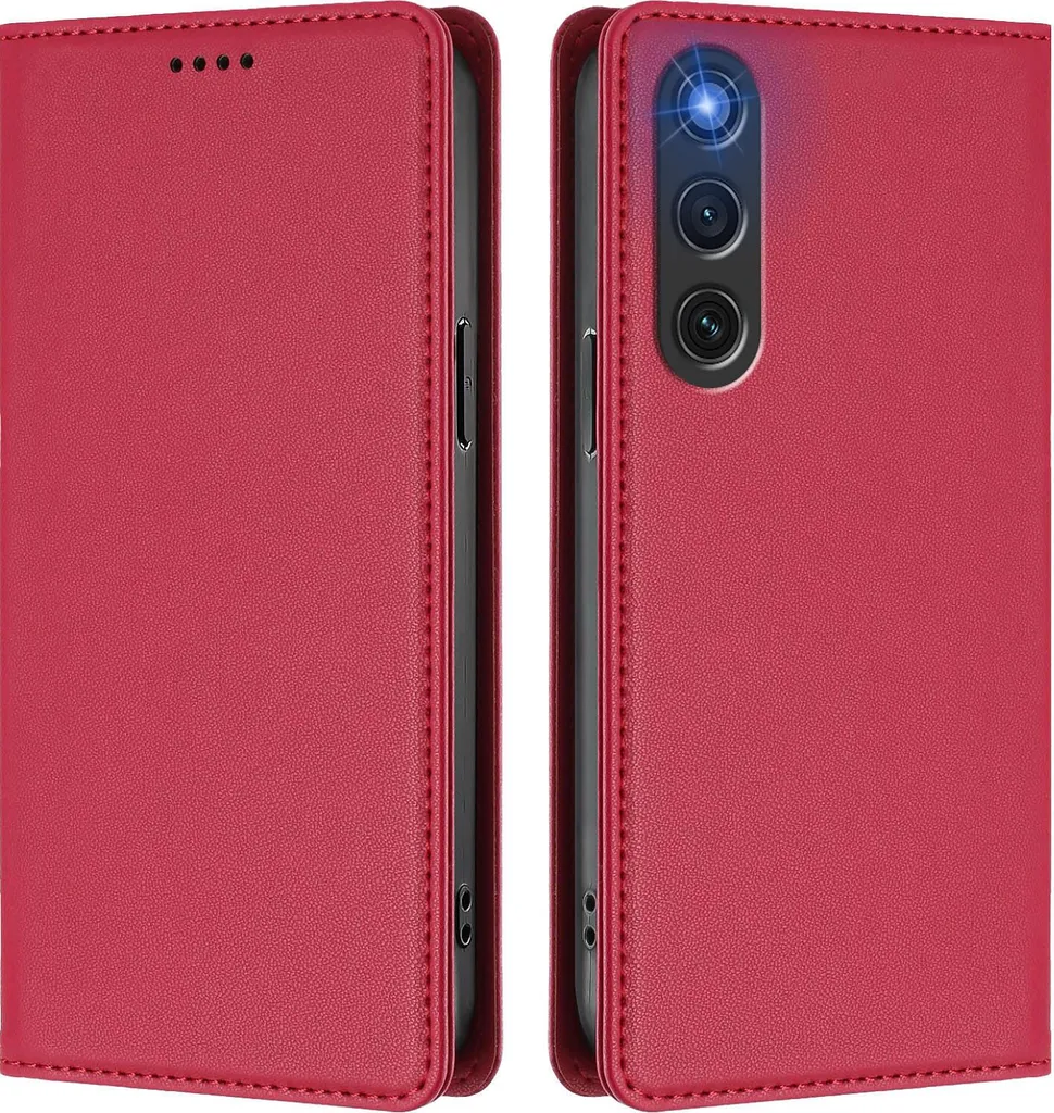 Custodia in pelle per ZTE nubia RedMagic 10 Air, custodia magnetica in Finto cuoio flip con supporto Rosso