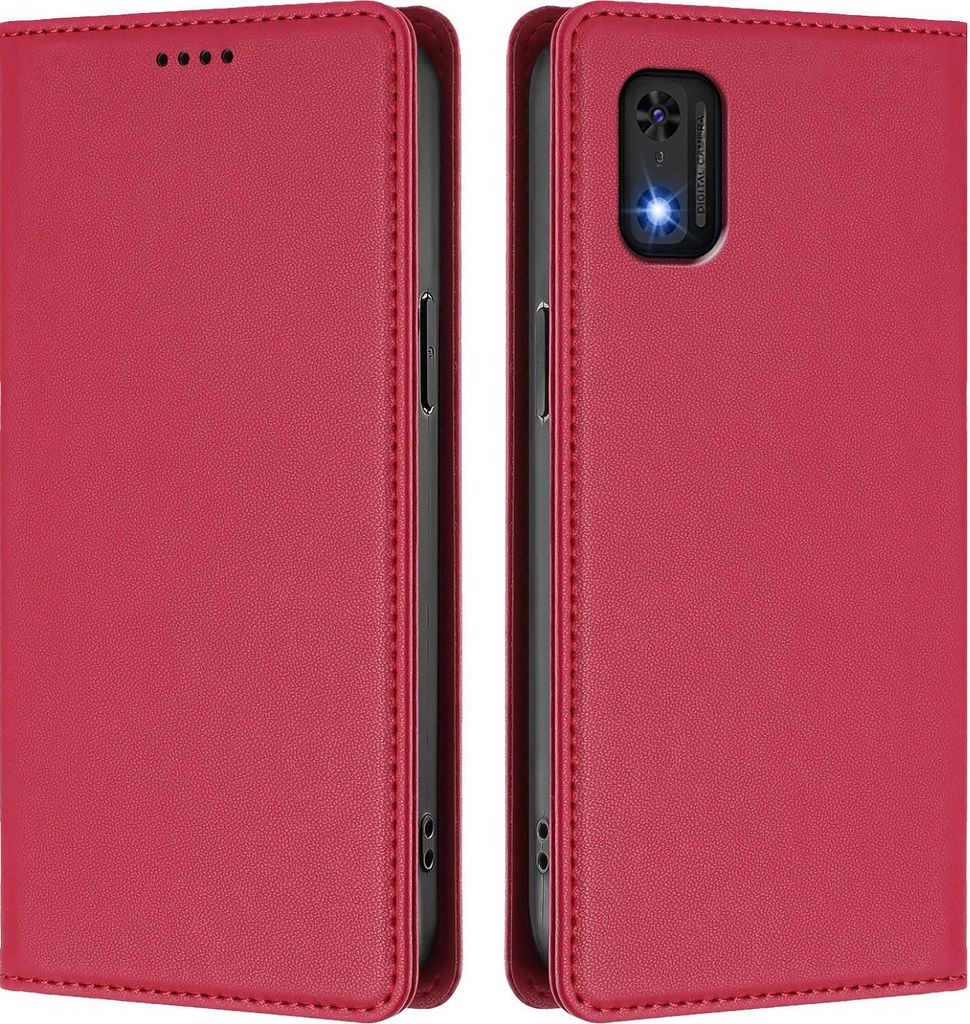 Handyhülle für itel A23 Pro/itel A17/Tecno Pop 5c, Kunstleder Klapphülle Stoßfeste Magnetische Hülle mit Ständer Rot