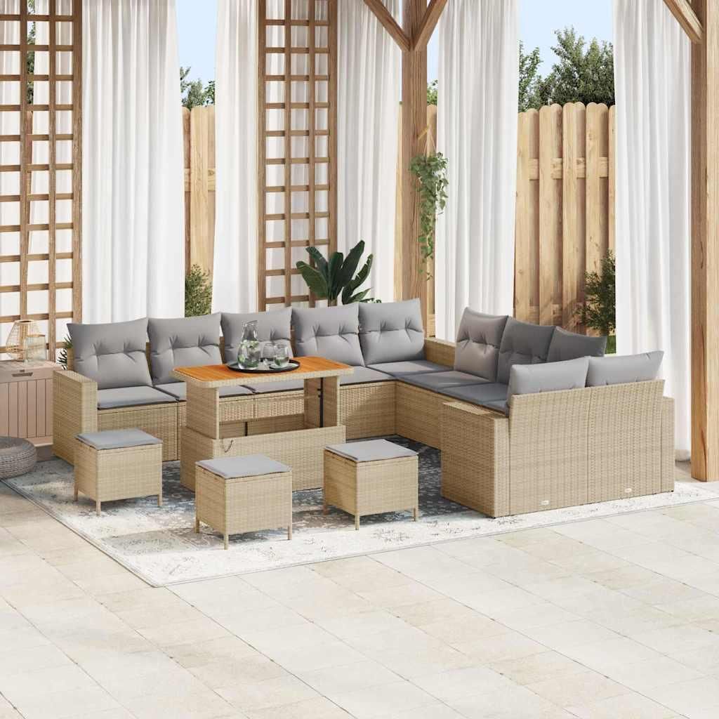 Maison Exclusive - Gartensofa-set 14 pcs Beige Poly-Rattan