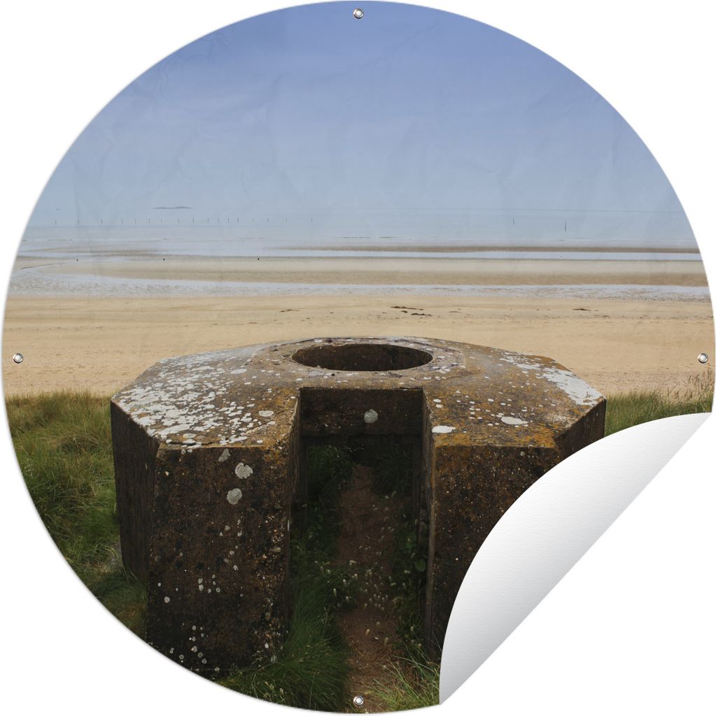 MuchoWow Gartenposter Outdoor-Poster Rund Ein Bunker, der während des D-Day benutzt wurde Ø 60 cm Gartendeko Rundes Poster draußen