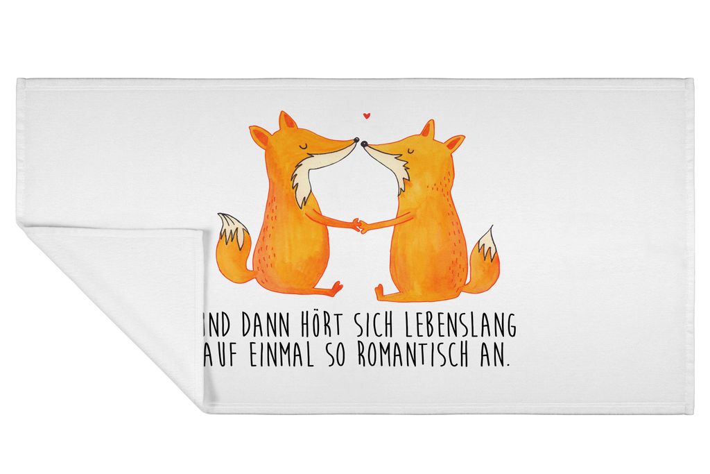 Mr. & Mrs. Panda Flauschtuch Füchse Liebe - Weiß - Geschenk, Handtuch, gesichtshandtuch, Fuchs, Partner, Freundin, Händehandtuch, Ehefrau, 50x10...
