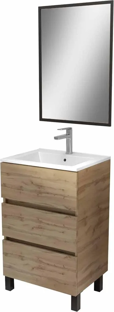Aménager une Petite Salle de Bain avec le Meuble 50cm Chêne TIMBER