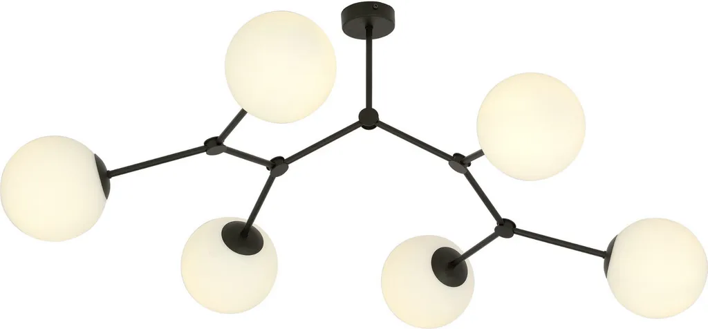 Lustre 6 Lampes Design Noir et Blanc SPACE 6 Emibig 1133/6 Culot E14