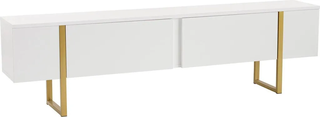 Meuble TV Blanc 180cm Lilith : Solution Gain de Place et Grand Rangement