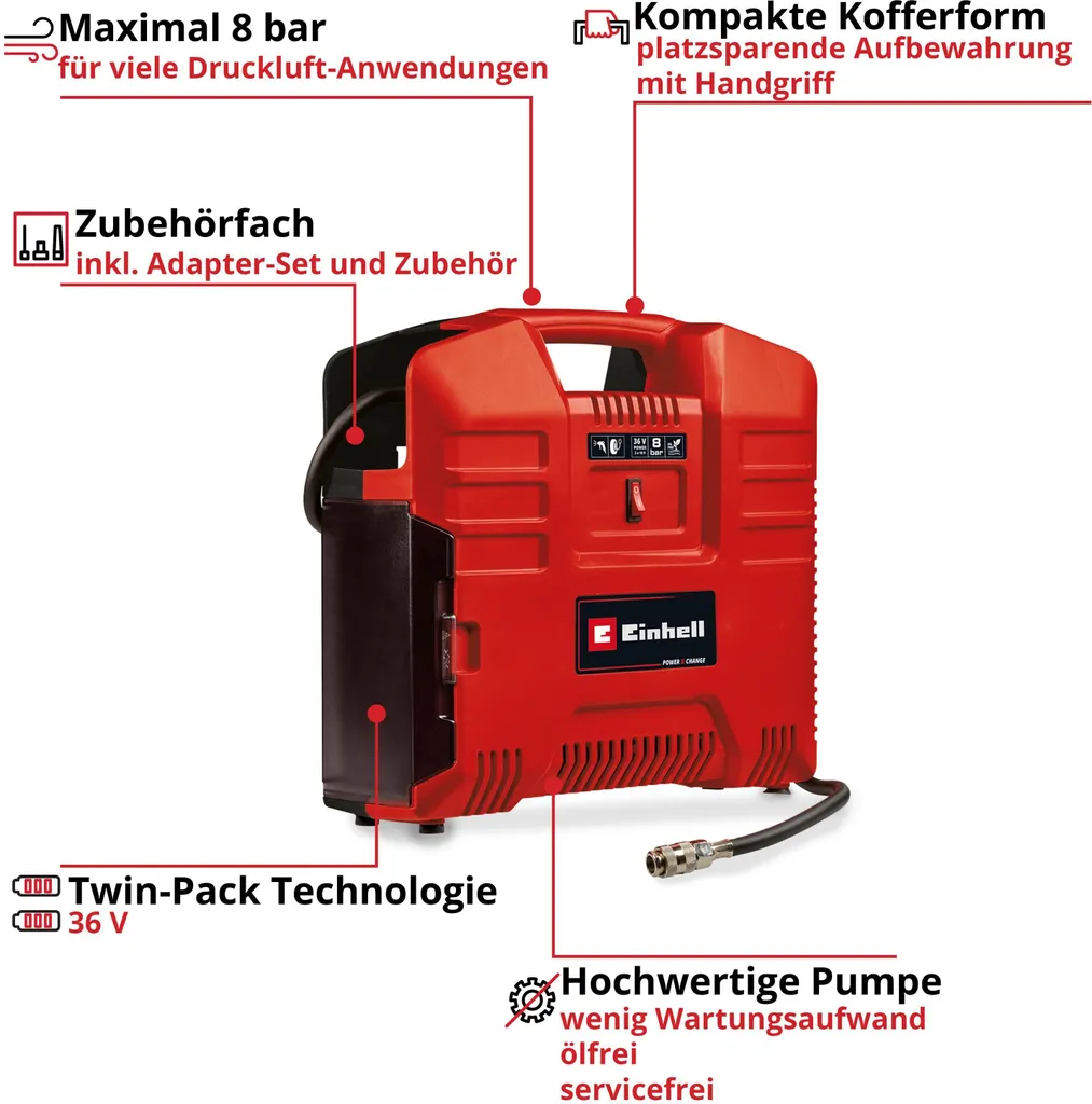 Compresseur portable Einhell sans fil pour gonfler pneu sans effort - 7